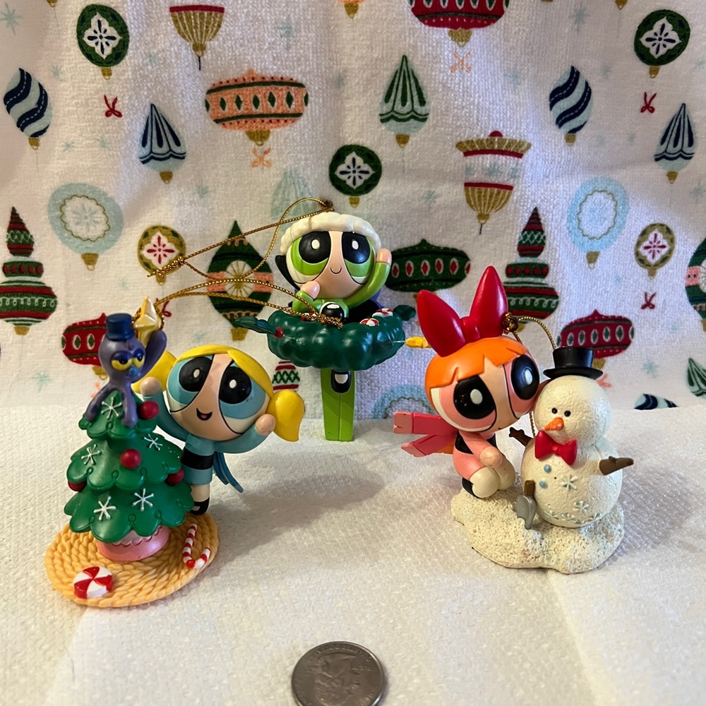 Cartoon Network Powerpuff Girls Holiday Ornaments - Green, Red, Blue vintage